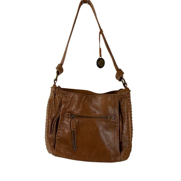 The Sak shoulder bag leather gold studs zipper purse - Picture 1 of 9